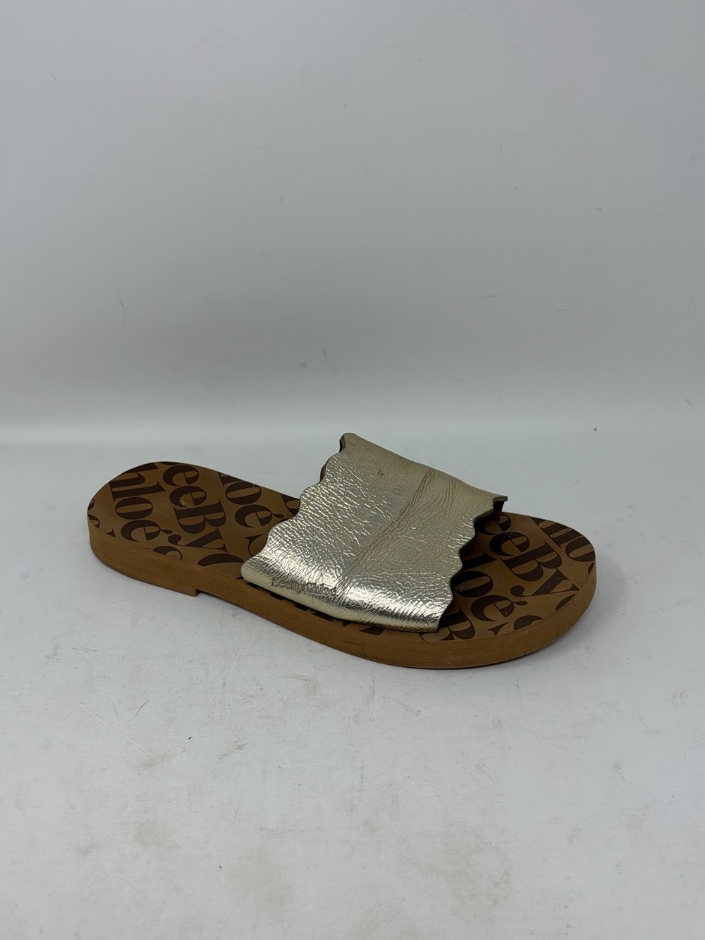 See by Chloe Essie Scalloped Slide Sandal Size 38 or US 7.5